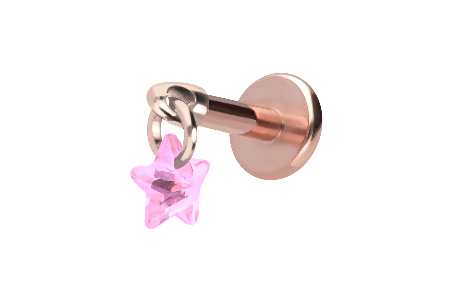 Titan Labret Piercing mit Innengewinde KRISTALLSTERN